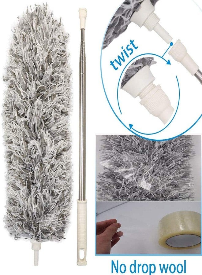 MOUCHOT Microfiber Duster for Cleaning with Telescoping Extension Pole, Extra Long 100 inches, Extendable Dusters for High Ceiling Fan, Baseboards, Cars, Vents(Gray) - Image 3